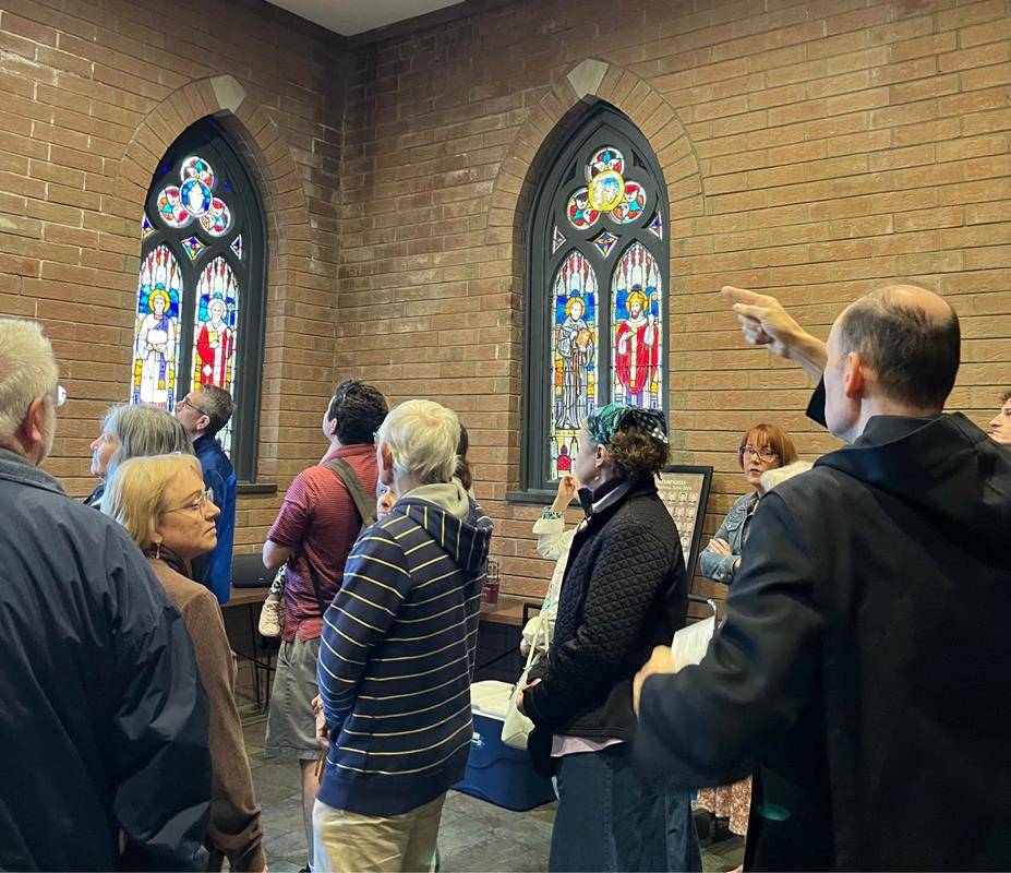 A group that started from St. Mary, Help of Christians Parish in Shelby was treated to a tour of the historic Belmont basilica by guest master Bendectine Brother Edward. 
