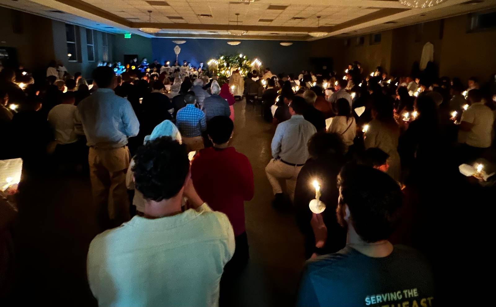 On Holy Thursday, the faithful at Our Lady of Grace parish pray at the Altar of Repose. (Photos by Annie Ferguson)