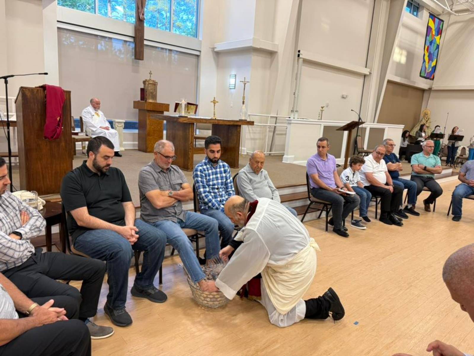 Holy Thursday feet washing at St. Stephen Maronite Church in Charlotte. (Provided photo)