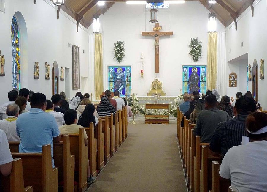 People gathered at Our Lady of the Highways Church in Thomasville Monday evening to pray for the pope. (Photo provided)