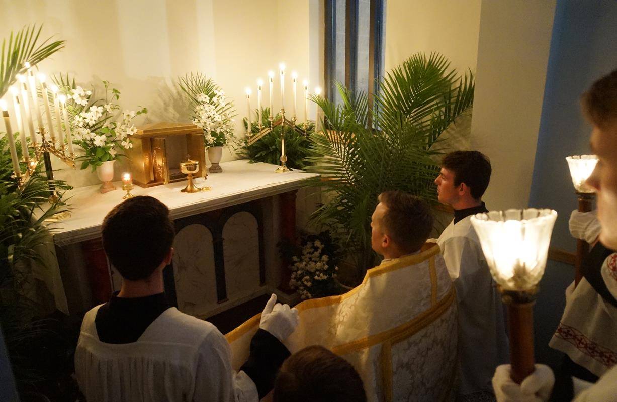 CHARLOTTE — Father Jason Barone, priest in residence at St. Ann parish in Charlotte and chaplain at Charlotte Catholic High School, offered this historic and solemn liturgy.  The Mass was accompanied by Gregorian chant provided by the St. Ann¹s choir and 