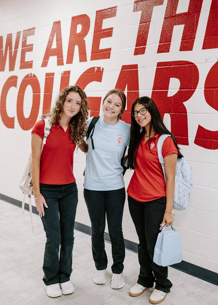 Students return to the school halls at Charlotte Catholic High School on the first day of school. 