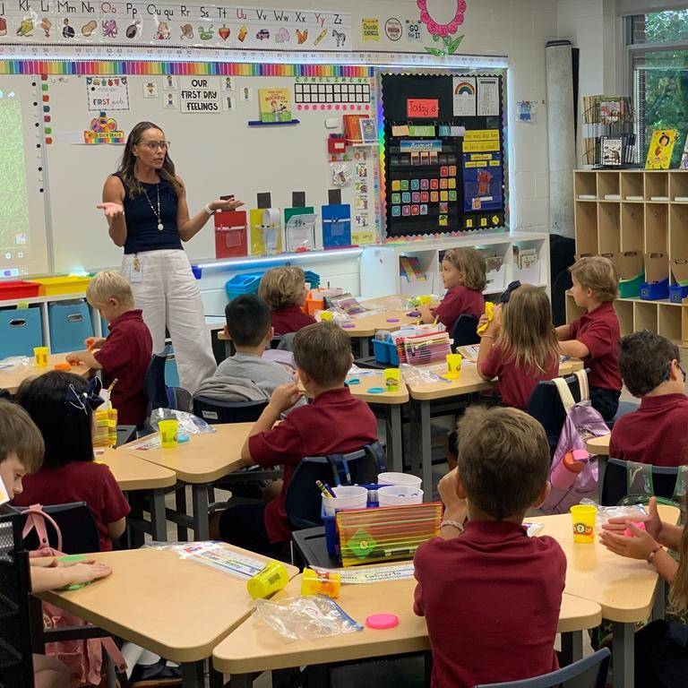 Students start the new school year at St. Ann School in Charlotte. 