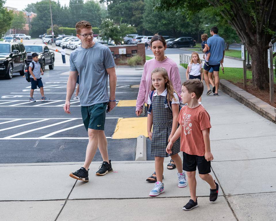 Students head back to school at St. Gabriel School in Charlotte. 