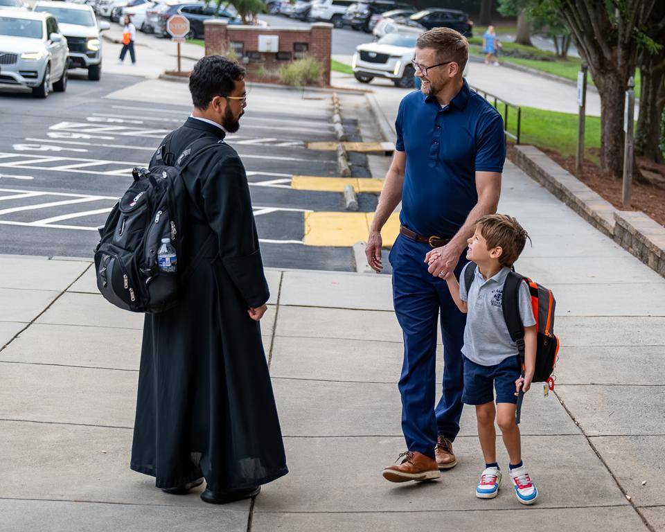 Students head back to school at St. Gabriel School in Charlotte. 