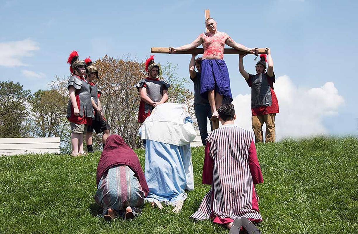 FRANKLIN — Youth performance of the living Stations of the Cross at St. Francis of Assisi Church in Franklin. (Photo by Vickie Provost)
