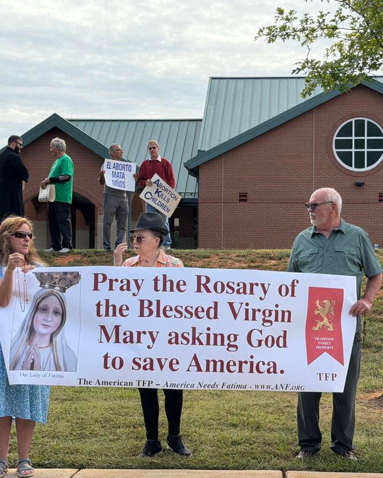 The largest group of parishioners to date from St. Luke in Mint Hill gathered on Respect Life Sunday — more than 100 people participated. 