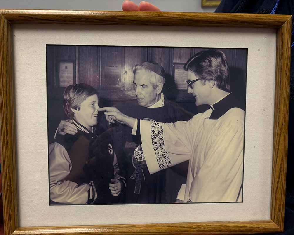 Timmy Edmonds with Archbishop Sheen in 1976.