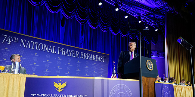 In National Prayer Breakfast address, Trump backs Noem after Minneapolis fallout